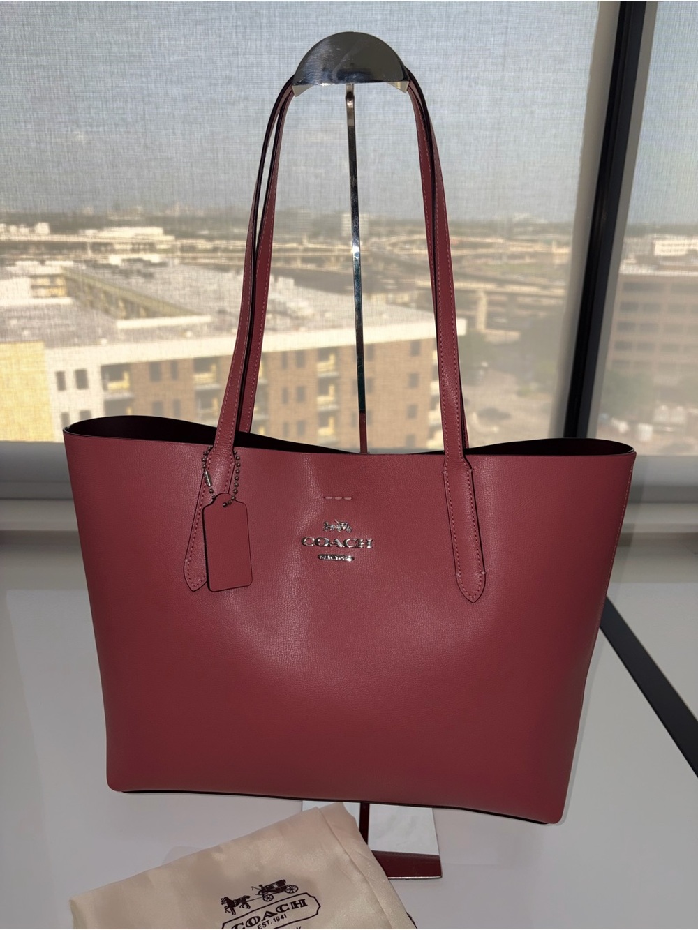 Coach Women's Leather Tote Bag in Deep Pink